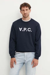 Bombaen pulover A.P.C. sweat standard grand vpc GOTS mornarsko modra barva, COHBN.M27907