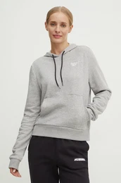 Pulover enski, siva barva, s kapuco, 100075635