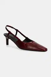Usnjene visoke pete HEEL SLINGBACK PUMP 50 LTH bordo barva, HW0HW02152