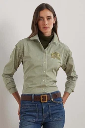Bombana srajca Lauren Ralph Lauren enska, zelena barva, 200961558
