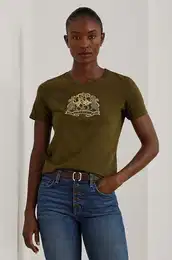 Bombana kratka majica Lauren Ralph Lauren enska, zelena barva, 200951368