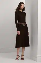 Volnena obleka Lauren Ralph Lauren rjava barva, 200841666