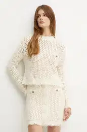 Pulover s primesjo volne enski, be barva, 242TP3770