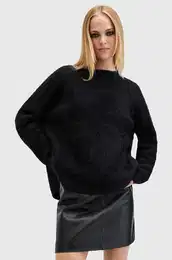 Pulover iz kamirja REBEL CREW NECK rna barva, W117KB