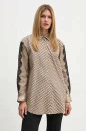 Pamuna koulja IpoBBLua shirt za ene, boja: be, relaxed, s klasinim ovratnikom, BBW4140