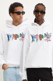 Bombaen pulover bela barva, s kapuco, U01FMSHO092CJ05WH02