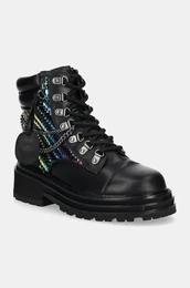 Usnjeni nizki kornji Chelsea Combat Boot enski, rna barva, 3423805019