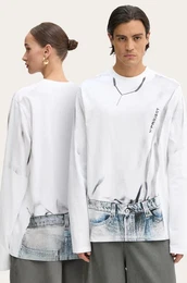Bombana majica z dolgimi rokavi YP TROMPE L'OEIL LONG SLEEVE T-SHIRT bela barva, 204TS021