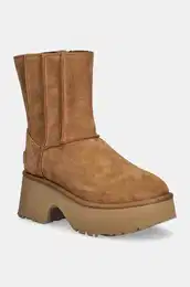 Cipele od bruene koe Classic Twin Seam New Heights za ene, boja: smea, s platformom, sa srednje toplom podstavom, 1158313-CHE