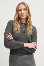 Pulover s primesjo volne enski, siva barva, 10R2D3013