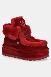 Snežke iz semiša Bambi bordo barva, Bambi Suede Shearling Burgundy