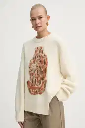 Volnen pulover enski, be barva, PU278545