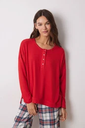 Piama dolgi rokav MIX AND MATCH PERFECT MATCH enska, rdea barva, 3278429
