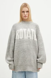 Volnen pulover Knitted Logo enski, siva barva, 1137491789