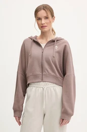 Pulover Essential enski, rjava barva, s kapuco, JN7846