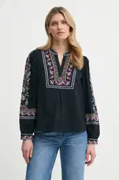 Bluza s primesjo lana CALOE mornarsko modra barva, 1E25CALO