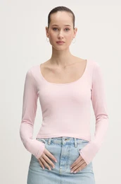Majica z dolgimi rokavi Hollister Co. enska, roza barva, KI339.3628.601