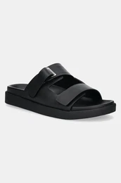 Usnjeni natikai FLAT ADJ SLIDE EYELET enski, rna barva, HW0HW02489