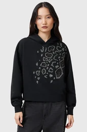 Pulover FLOW enski, rna barva, s kapuco, W044JC