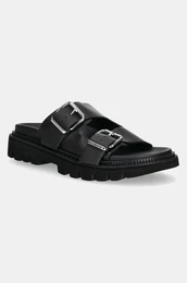 Usnjeni natikai DOUBLE STRAP SANDAL enski, rna barva, EN0EN02753