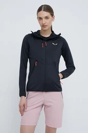 portni pulover Agner Hybrid enski, rna barva, s kapuco