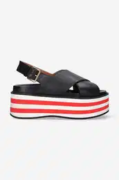 Usnjeni sandali Wedge Shoe enski, rna barva