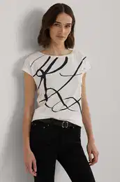 T-shirt Lauren Ralph Lauren enski, bela barva