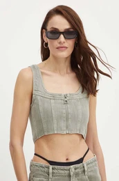 Top iz jeansa 6L2XJ2470000 XJ2470 DENIM SHIRT zelena barva, 6L2XJ2470000