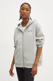 Pulover enski, siva barva, s kapuco, 104122 A2A5