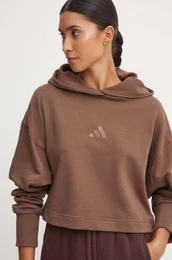 Pulover All SZN enski, rjava barva, s kapuco, JI9105