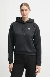 Pulover Armour Fleece Pro enski, rna barva, s kapuco, 1386504
