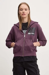 Pulover enski, vijolina barva, s kapuco, 246J1807