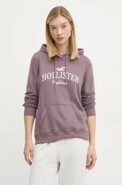 Pulover Hollister Co. enski, vijolina barva, s kapuco, KI352-4207
