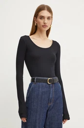 Bombana majica z dolgimi rokavi rna barva, 50518862