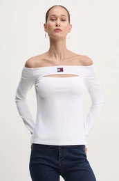 Majica z dolgimi rokavi enska, bela barva, DW0DW18437