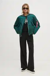 Jakna za ene, boja: tirkizna, za zimu, oversize, 148004