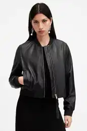 Usnjena jakna ORTEN BOMBER JACKET enska, rna barva, W072LB