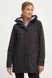 Jakna VICTORIA INS MID RAIN za ene, boja: crna, za prijelazno razdoblje, 54101