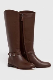 Usnjeni elegantni kornji Lauren Ralph Lauren Brooke Tall enski, rjava barva, 802937804003