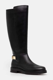 Elegantni kornji TH LOGO LEATHER LONG BOOT enski, rna barva, FW0FW08335