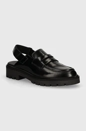 Usnjeni mokasini COMBAT SLING MULE LTH enski, rna barva, YW0YW01521