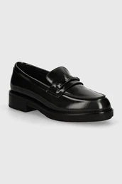 Usnjeni mokasini LOAFER W/M BAR SAFF LTH enski, rna barva, HW0HW02076