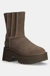 Glenjee od bruene koe Classic Twin Seam New Heights za ene, boja: smea, s platformom, s toplom podstavom, 1158313-HCK