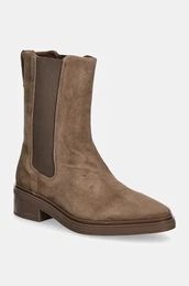 Glenjae od bruene koe HEEL CHELSEA BOOT 30 SUE za ene, boja: smea, ravni potplat, HW0HW02191