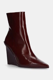 Kone glenjae WEDGE ANKLE BOOT 90 LTH za ene, boja: bordo, klin peta, HW0HW02256