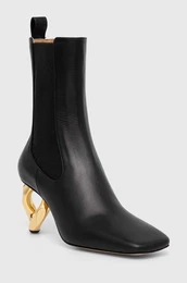 Usnjeni chelsea Chain Heel enski, rna barva, ANW43021A