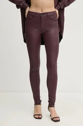 Hlae SKINNY JEANS MW enske, bordo barva, PL204728YH7