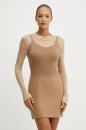 Volnena obleka Joyroad by Lucy Hale rjava barva, 2425226016600