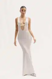 Obleka NYMPH DRESS bela barva, GSQ-71-313