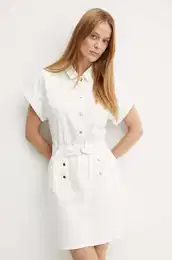 Jeans obleka RDENIM bela barva, RDENIM